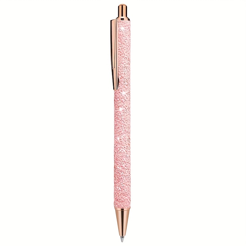 6pcs Fancy Pretty Pens Journaling Pens For Women Girls ,Gift Pens Glitter  Ballpoint Pens With Retractable Writing Black Ink Medium Point 1.0 Mm For Ho