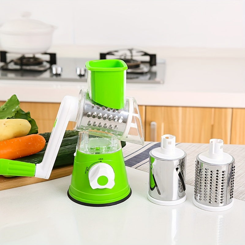 Rallador de queso rotativo, rallador giratorio para cocina, rallador de  cocina, cortador de verduras con 3 cuchillas de tambor, triturador de queso  de