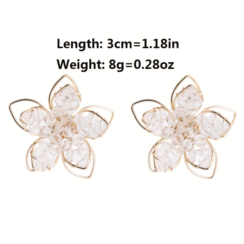 Crystal Hollow Flower Earrings Small Feminine Style