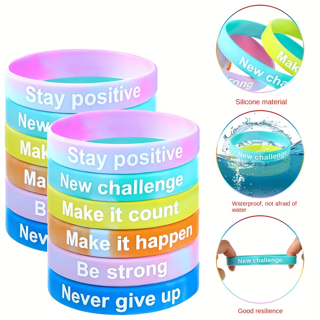 Positive Words Silicone Wristbands Inspirational Text - Temu