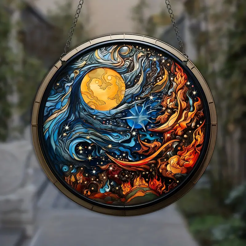 1 Pc Soleil Et Lune Attrape soleil Vitrail Tentures Arts De - Temu Belgium