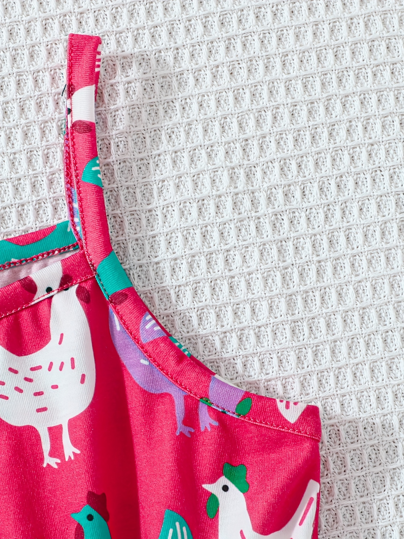 Girls' Chicken Farm Print Romper Jumpsuit