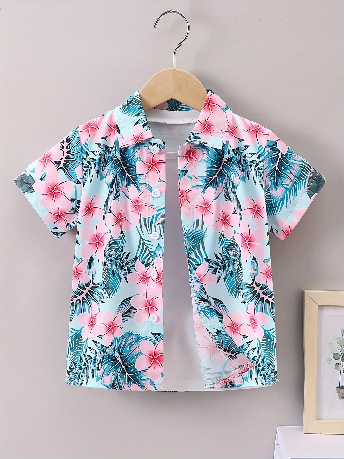 Hawaiian Tropical Leaf & Floral Print Boys Casual Shirt