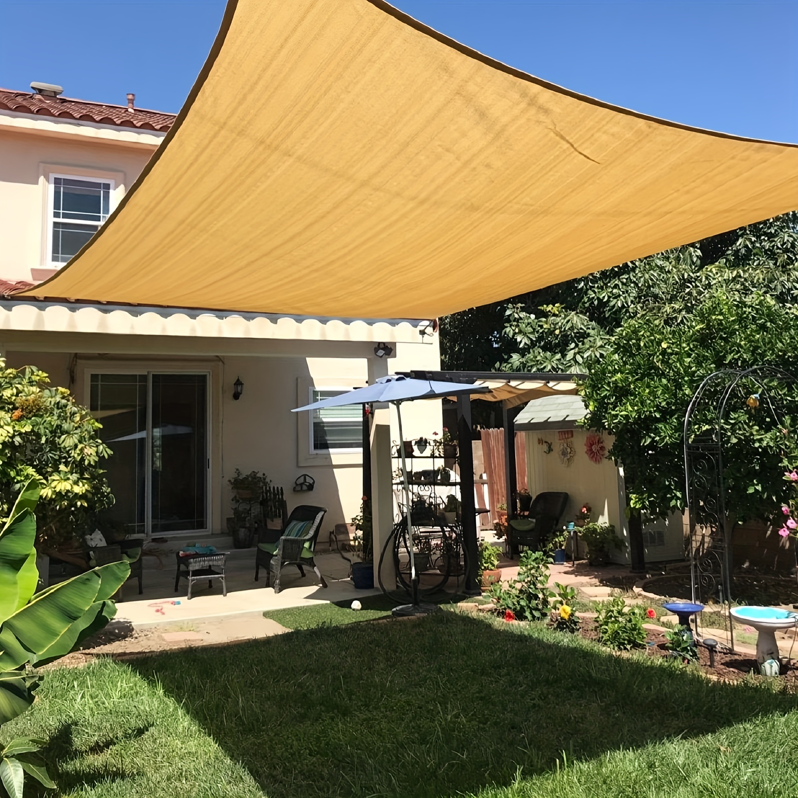  Pamapic Toldo vela triangular de 12 x 12 x 12 pies, toldo con  forma de vela para patio, jardín, aire libre, restaurante, patio trasero  (gris) : Patio, Césped y Jardín