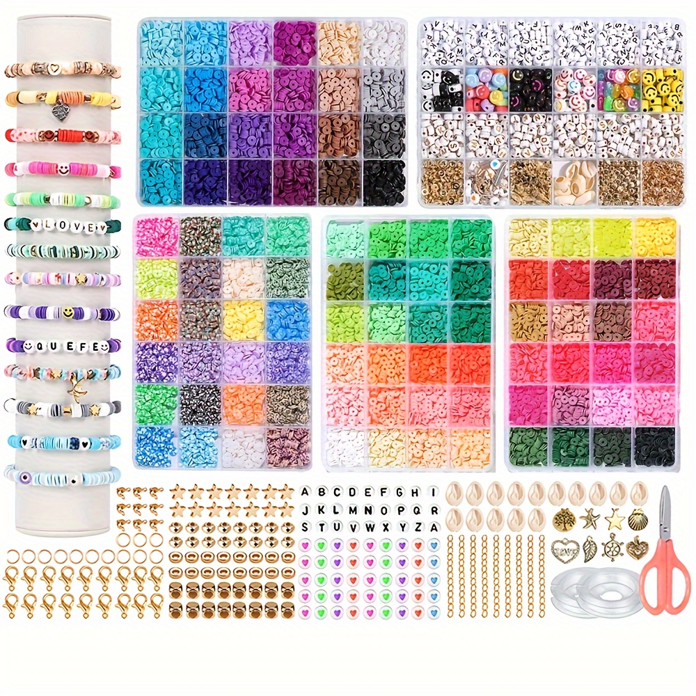 QUEFE 72 Colors Clay Beads for Bracelet Making Kit Flat Round