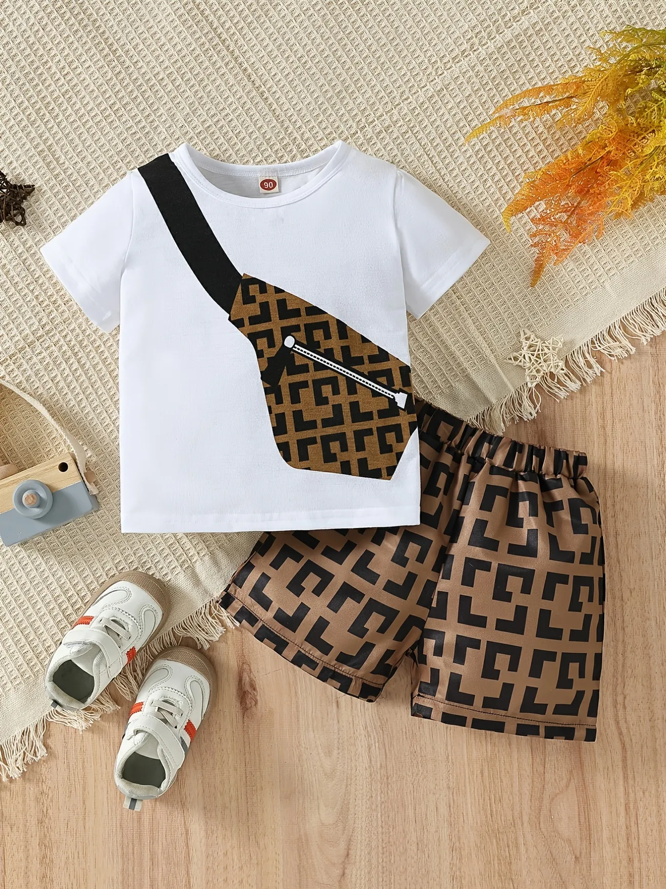 Boys Casual T Shirt With Crossbody Bag Print Shorts Set For Summer, Don't  Miss These Great Deals