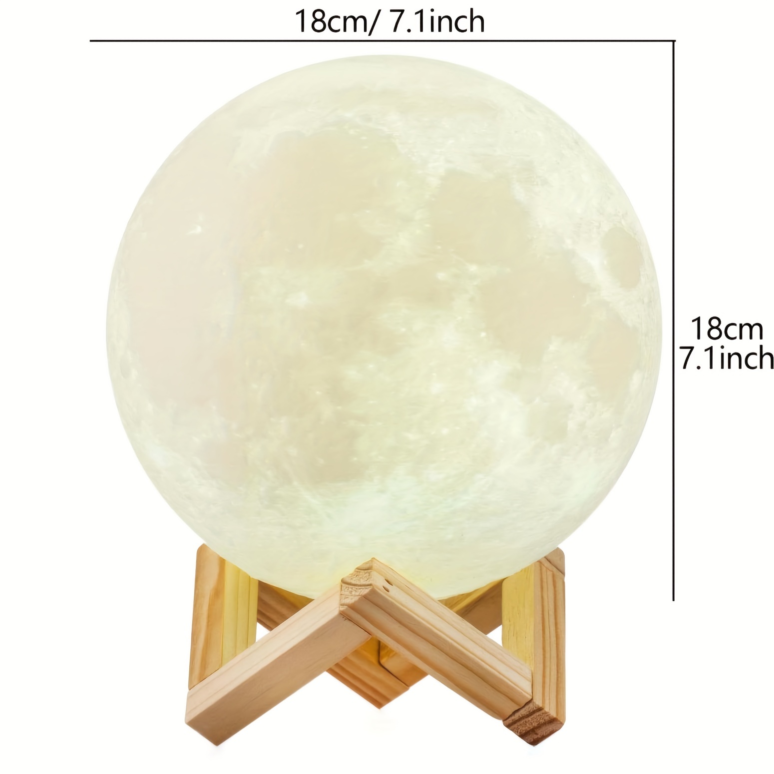 1pc 2023 moon light with timing function pla material 3d printing night light rechargeable night light touch and remote control switch dimmable night light 16 led colors diameter 18cm details 3