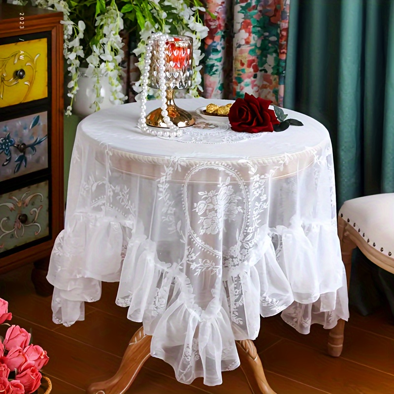 Mantel de encaje blanco para boda, exquisito mantel de boda, tela de encaje  de 60 x 120 pulgadas, superposición de encaje vintage para decoración de