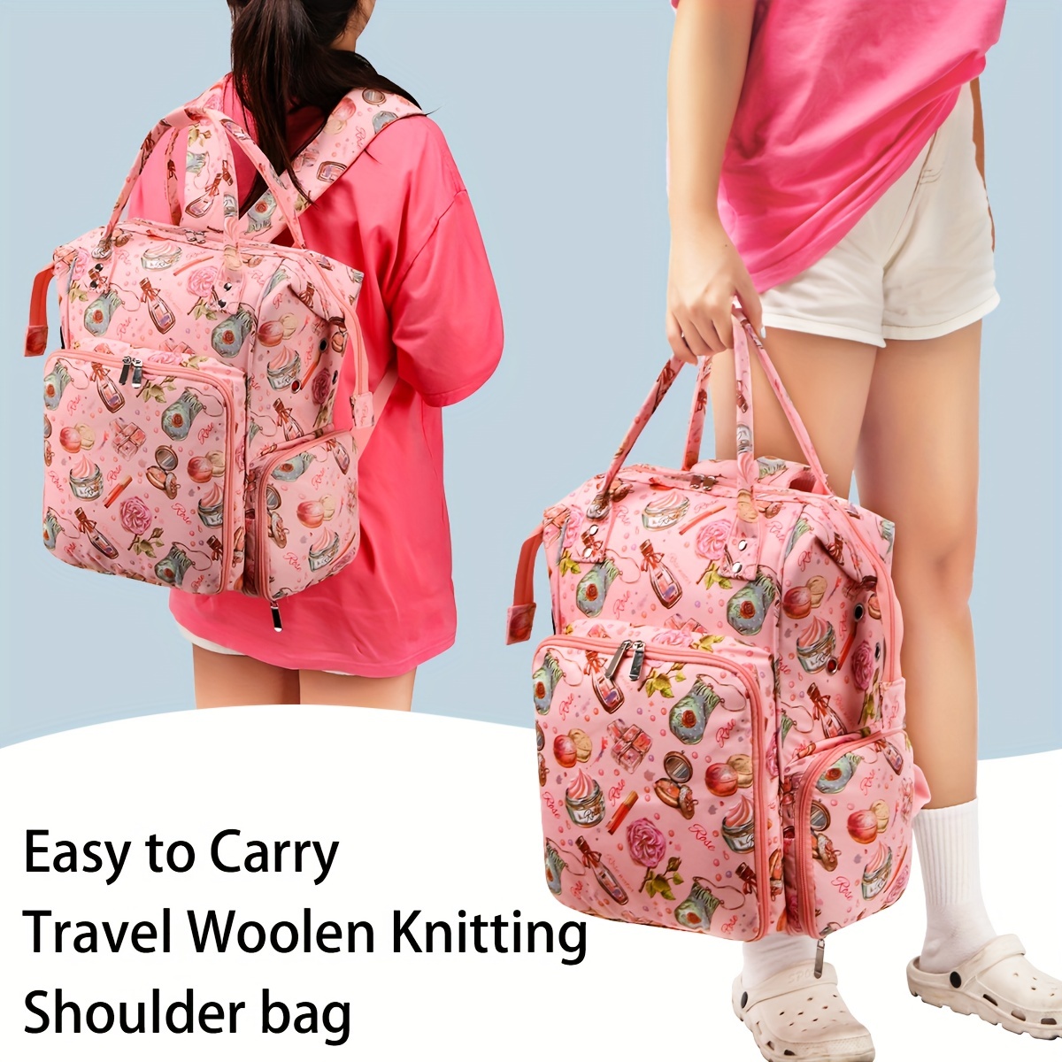  Knitting Bag Backpack,Yarn Storage Organizer Travel Crochet  Bag