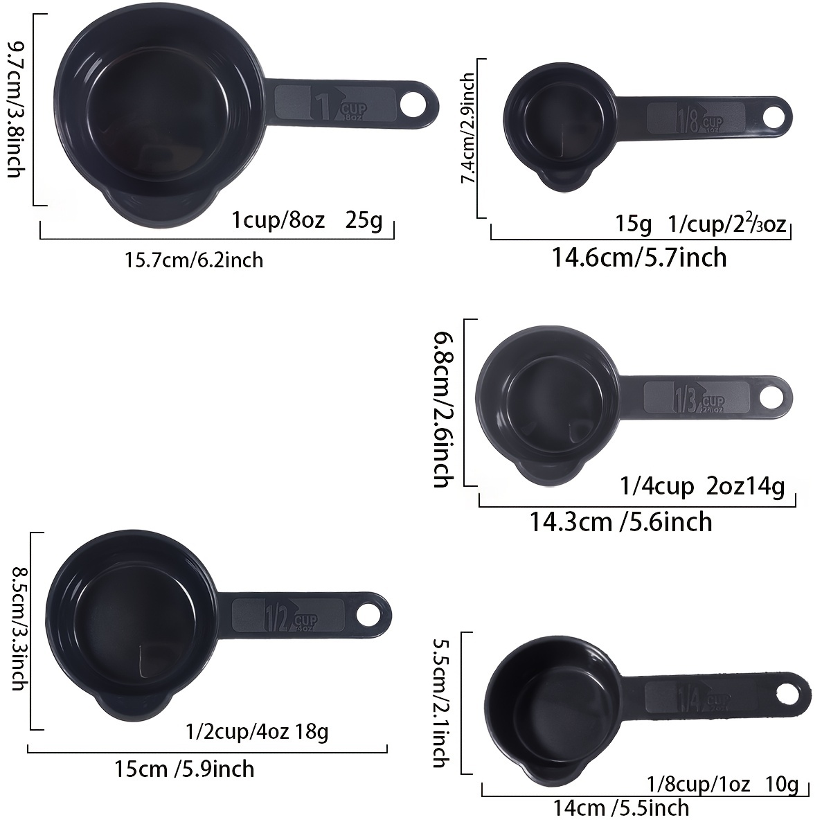 Kreigaven 6Pcs Plastic Measuring Spoons Measuring Cup Spoon Set Stackable Measuring  Cups Multi-Color Measurements Set for Mixing Baking 