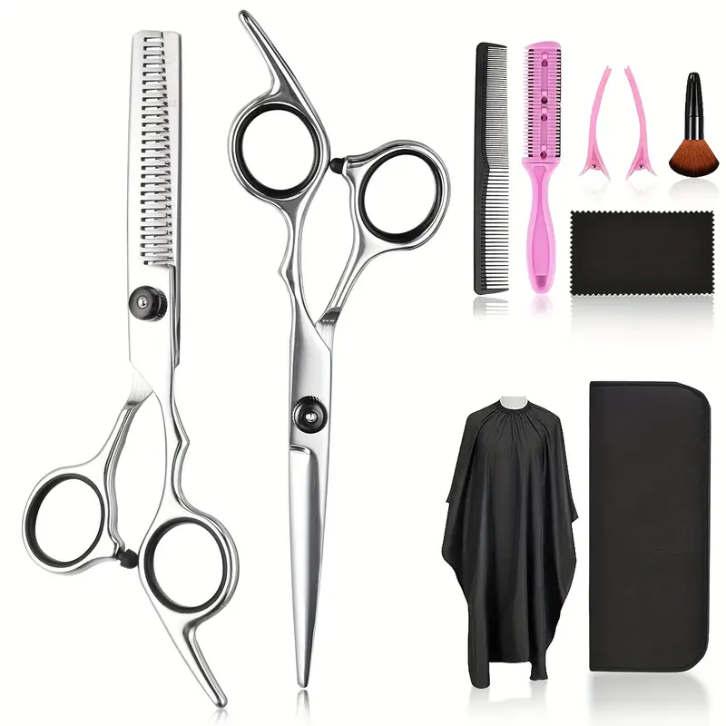 7pcs 10pcs hair cutting scissors thinning shears kit professional barber sharp hair scissors hairdressing shears kit with haircut accessories in pu leather case for cutting styling hair for women men pet details 1