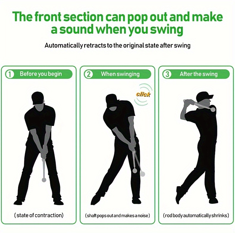 1pc golf swing trainer stretchable swing training device with sound emitting swing rod aids in practice lightweight durable golf swing mas with ergonomic grip details 2