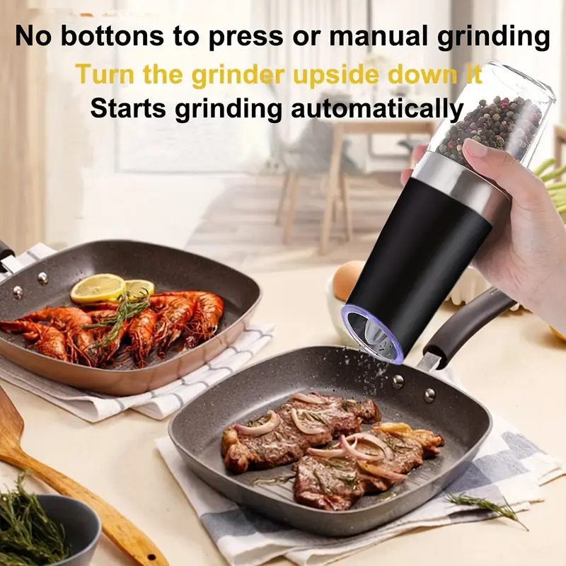 Electric Pepper and Salt Grinder Set Adjustable Coarseness Battery Powered Salt  Pepper Mills with LED Light ,One Hand Operation - AliExpress