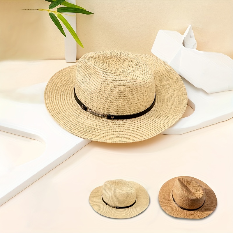 Wide Brim Sun Hat Trendy Jazz Fedora Outdoor Uv - Temu