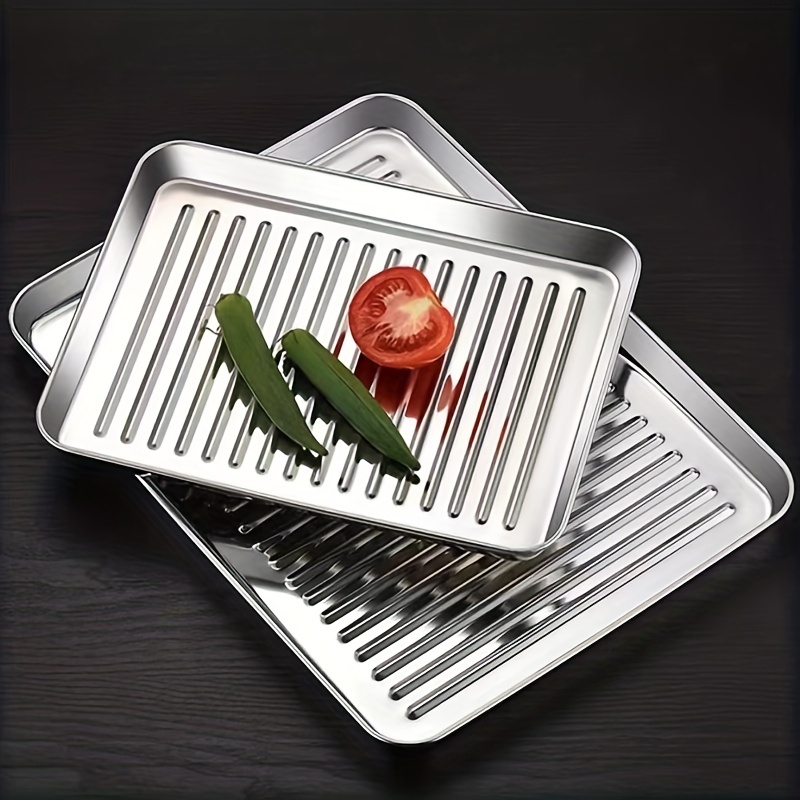 Deep Toaster Oven Tray Pan, Stainless Steel Small Rectangular