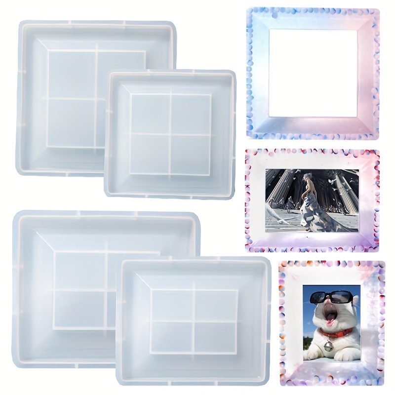Rectangle Resin Mold with Display Stand Ornament Mold Photo Frame Silicone  Mold