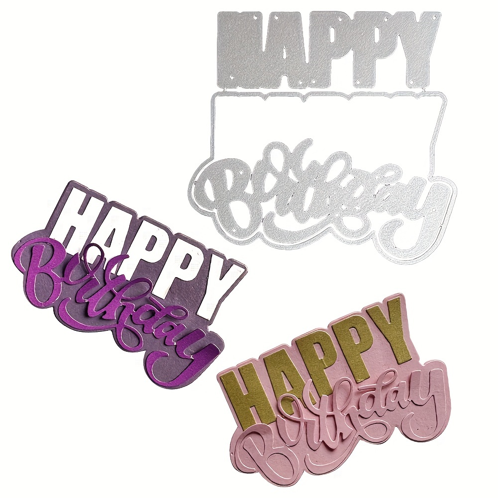 Happy Birthday Metal Cutting Dies Stencil Scrapbook Album - Temu