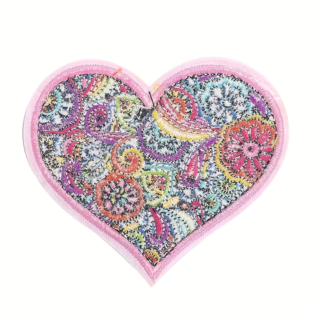 Heart Iron-on Patch, Embroidered Heart Applique, Decorative Heart Patches