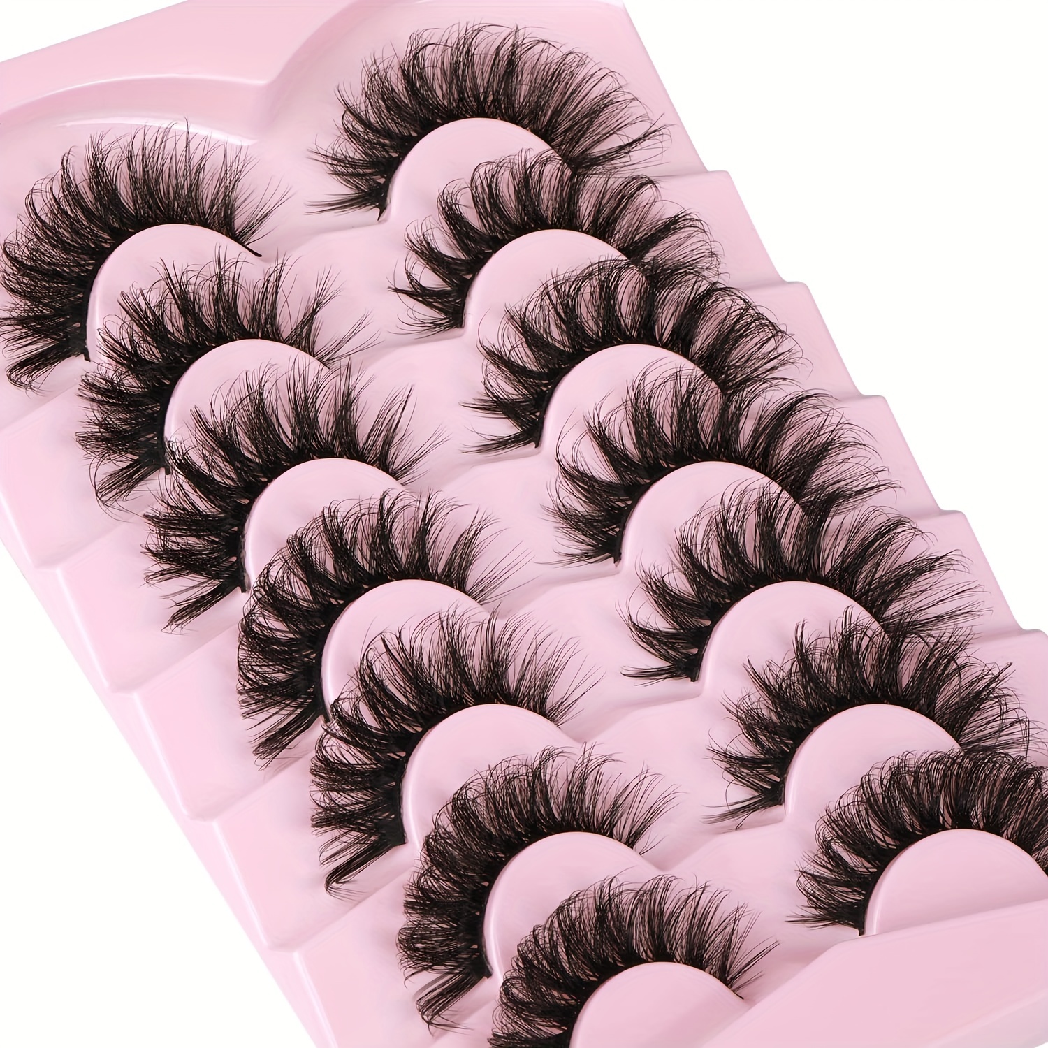 Fluffy 6D False Eyelashes 17mm Cat Eye Extension Strip Lashes 7 Pairs