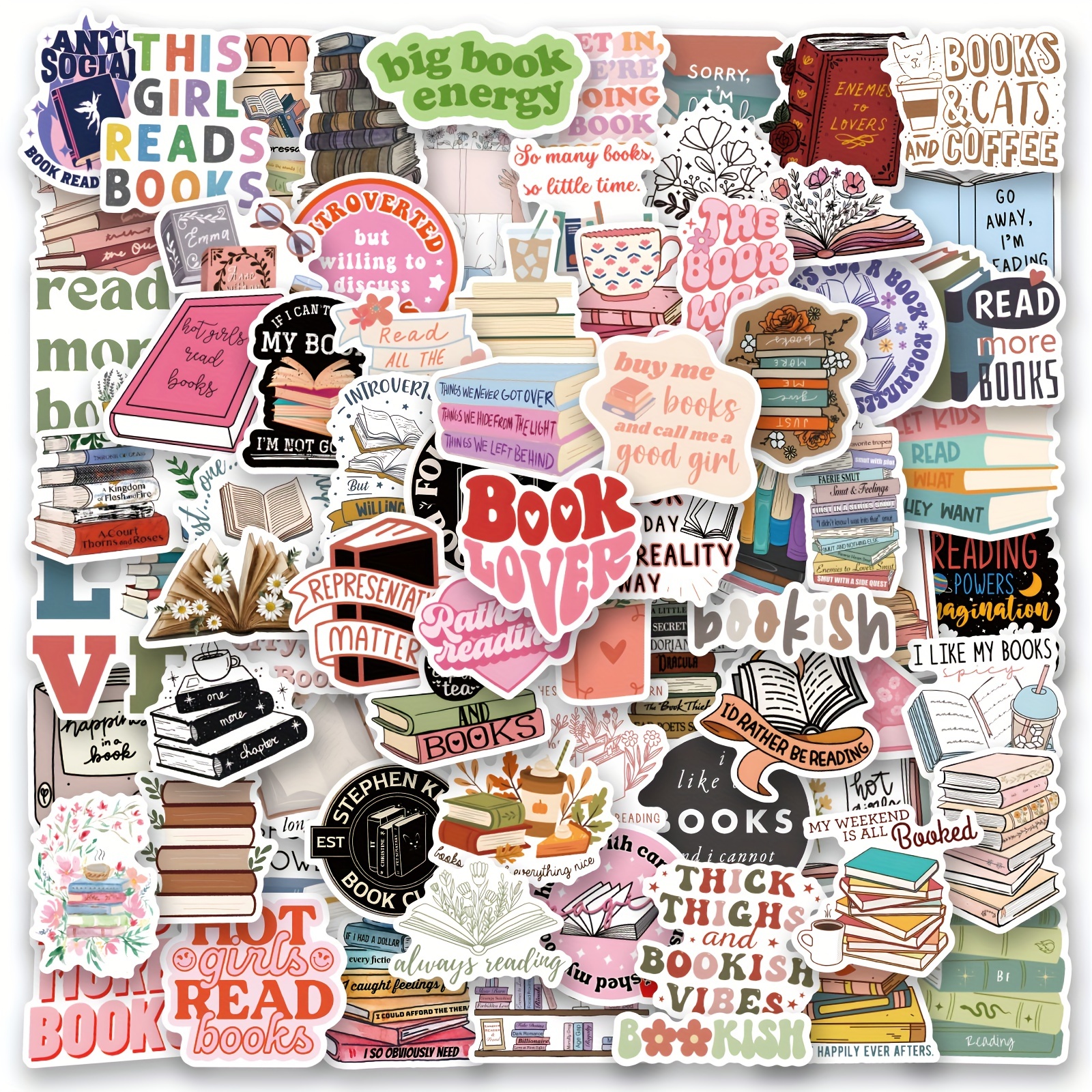 103pcs Bookish Reading Stickers, Inspirational Reading Water Bottle  Stickers For Teens Students Teachers, Reading Lovers Book Accessories,  Bookish Sti