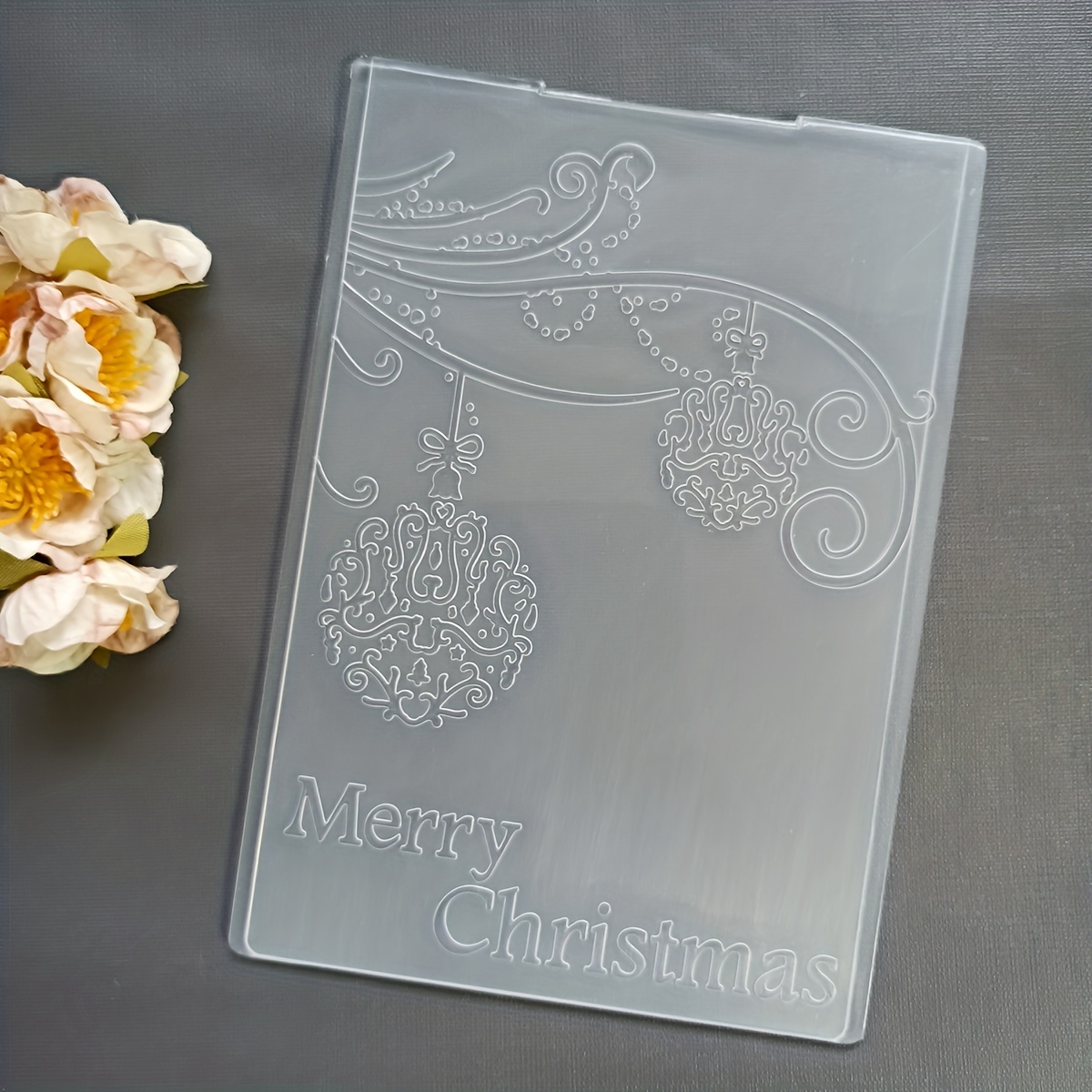 Merry Christmas Text/decorative Ball Embossed Folder Plastic - Temu
