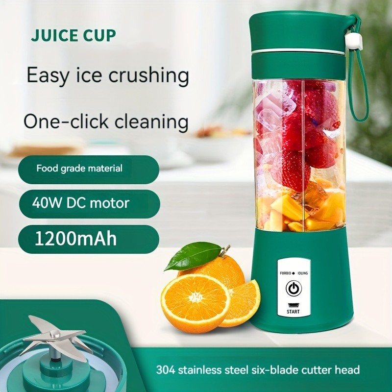 Portable Blender Cup,Electric USB Juicer Blender,Mini Blender Portable  Blender For Shakes and Smoothies, Juice,380ml, Six Blades Great for  Mixing,Bule