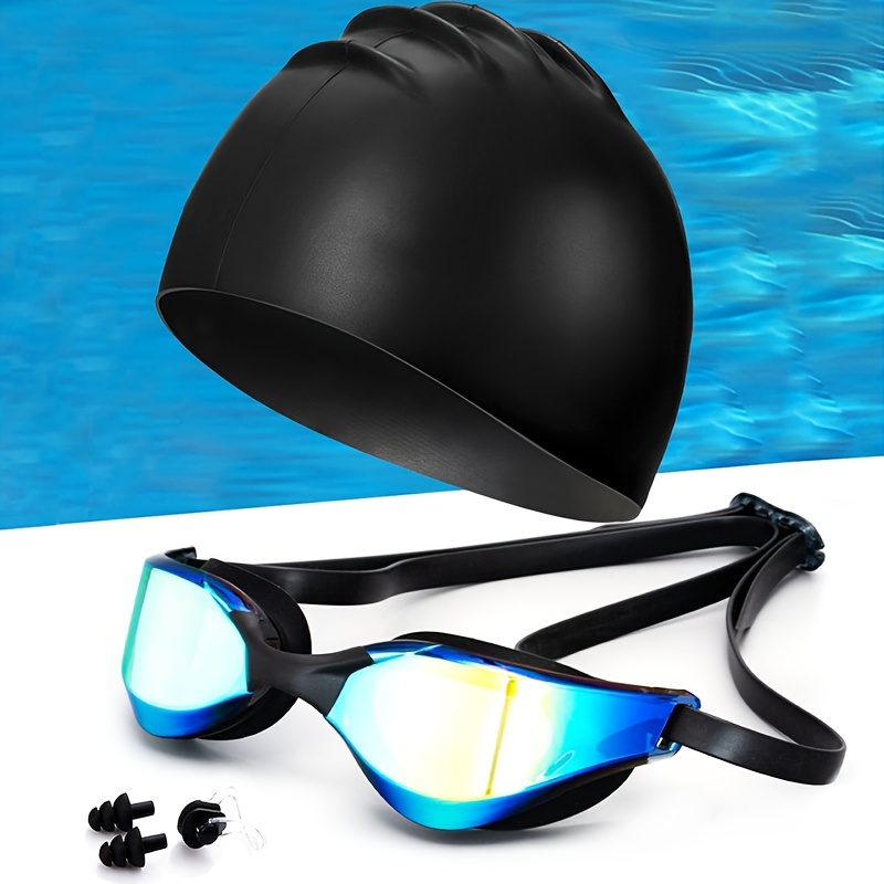 Gafas de natación profesionales para hombres y mujeres, tapones para los  oídos, impermeables, antivaho para adultos, gafas de natación (color negro