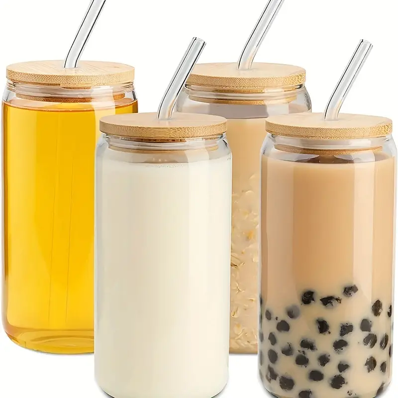Water Cup Coffee Milk Cup Juice Cup Bamboo Lid And Glass - Temu