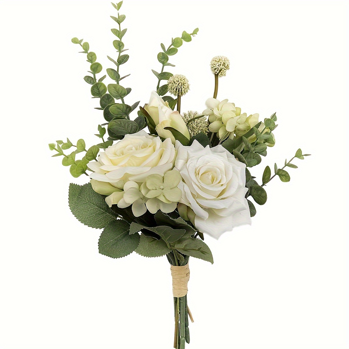

1pc, Artificial Silk Roses Flowers Bouquet, Realistic Fresh Green Fake Flowers Plants Diy Bouquets For Wedding Table Centerpiece Home Room Kitchen Office Party Wedding Gift Christmas And More Décor