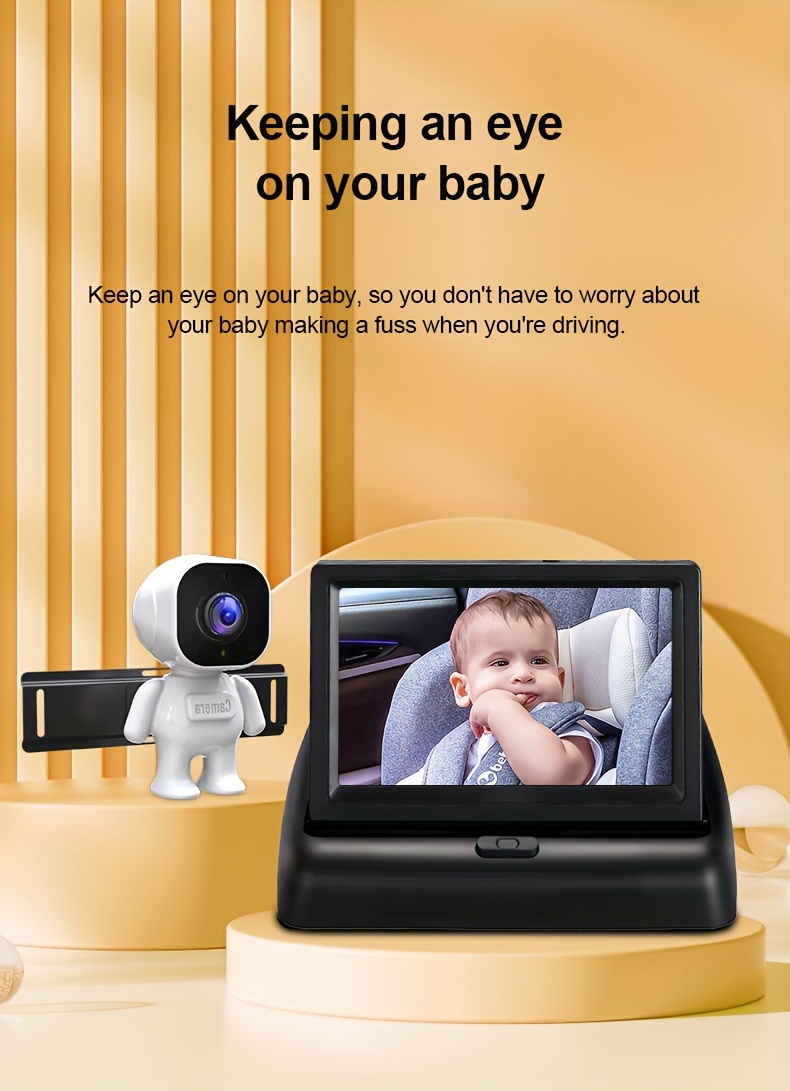 rear facing car seat camera monitor 4   display wide angle night vision in car safety surveillance for toddlers with 720p video abs material   14 details 2