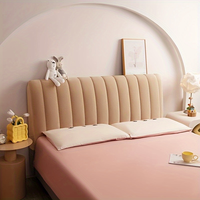 WINS Copritesta Estensibile In Velluto Marrone Chiaro, Antipolvere, Per Letti Singolo Matrimoniale King Size, Lunghezza 190-210 Cm, Morbido