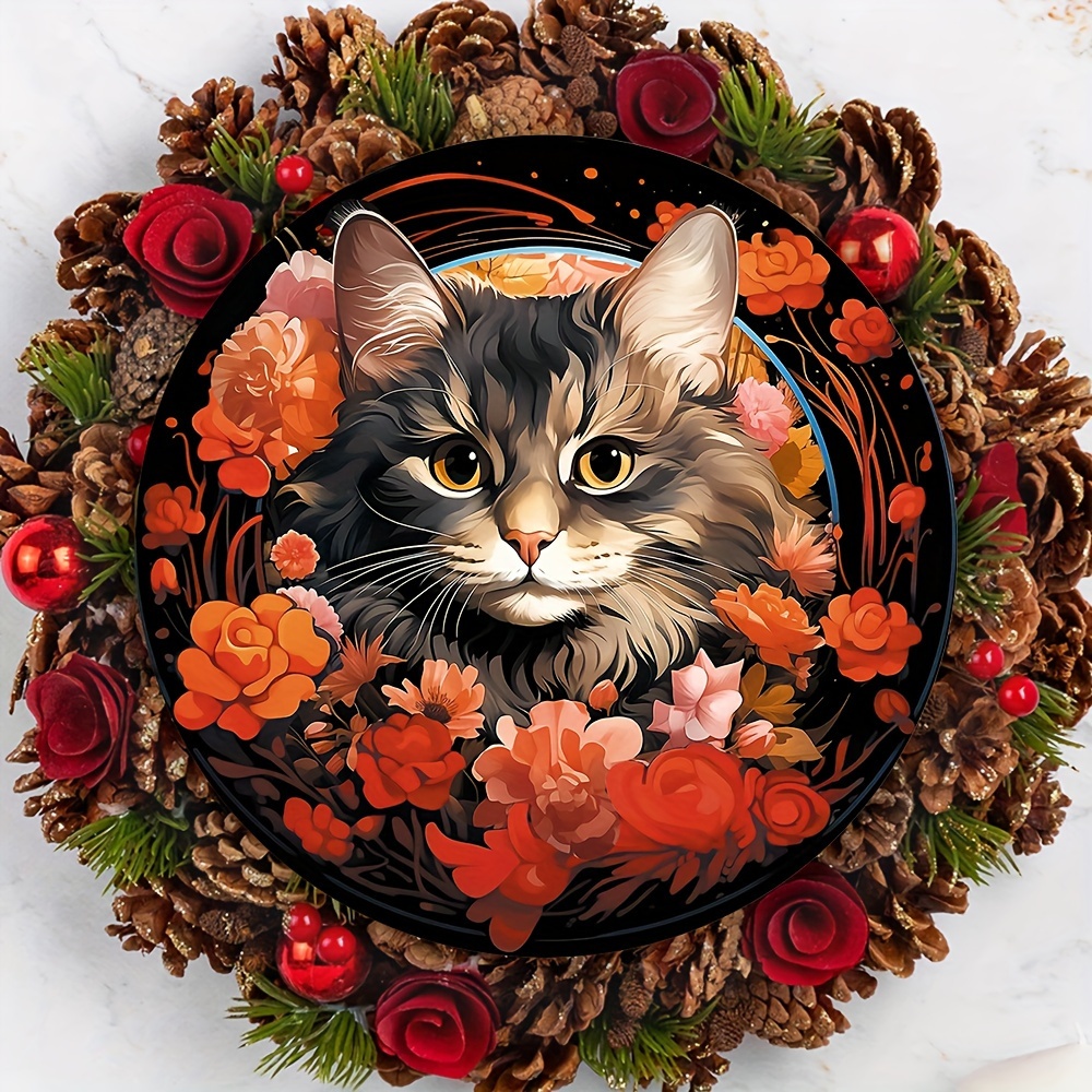 超人気高品質 - 猫の親子とお花かんむり - アクリル絵画 美術品 