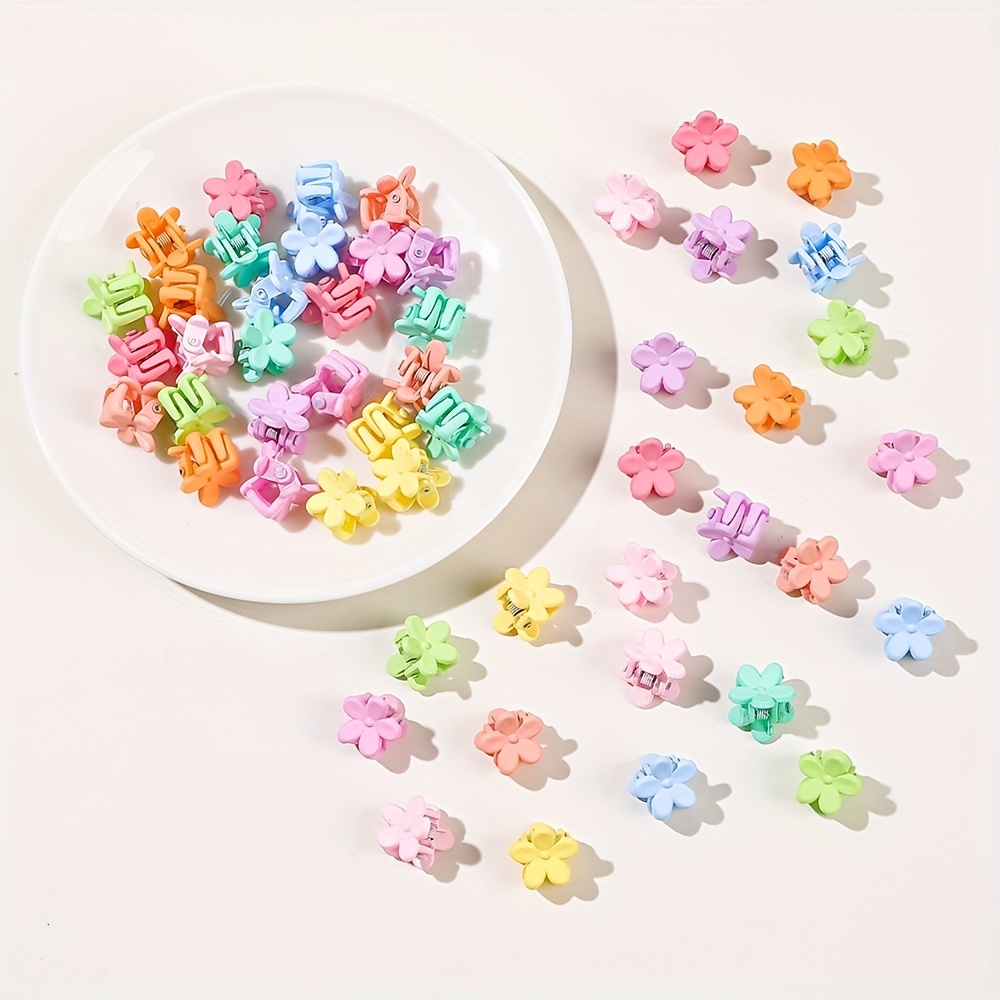 50pcs Cartoon Flower Hair Claw Clip Solid Banana Clip