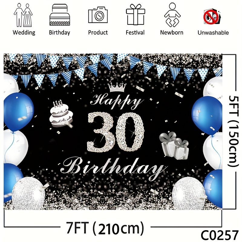  Decoraciones de 40 cumpleaños para hombres y mujeres, azul y  dorado, pancarta de cumpleaños azul marino dorado y 18 globos de feliz  cumpleaños de 40 aniversario para decoración de patio interior