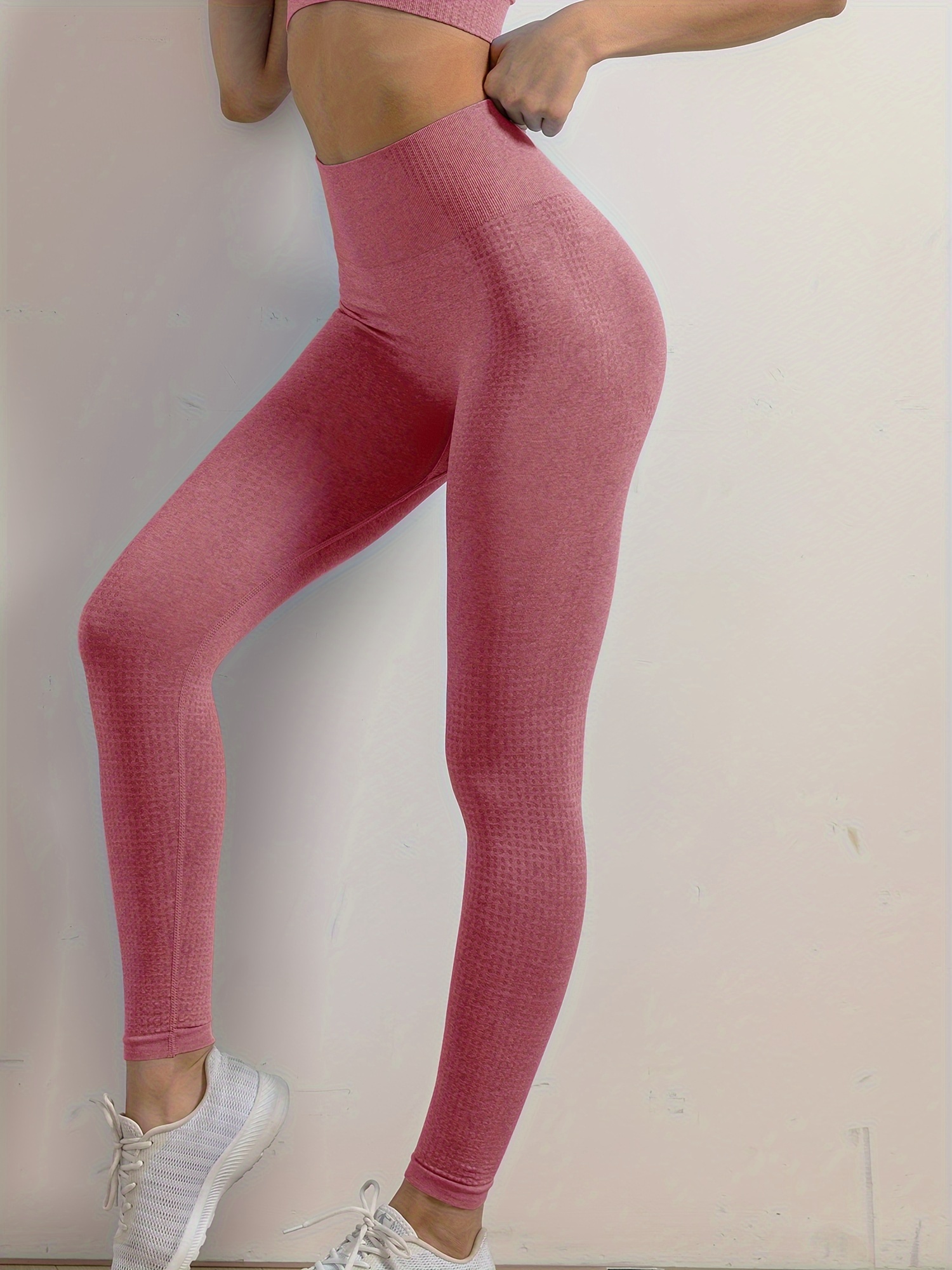Women Solid Light Pink Ribbed Leggings