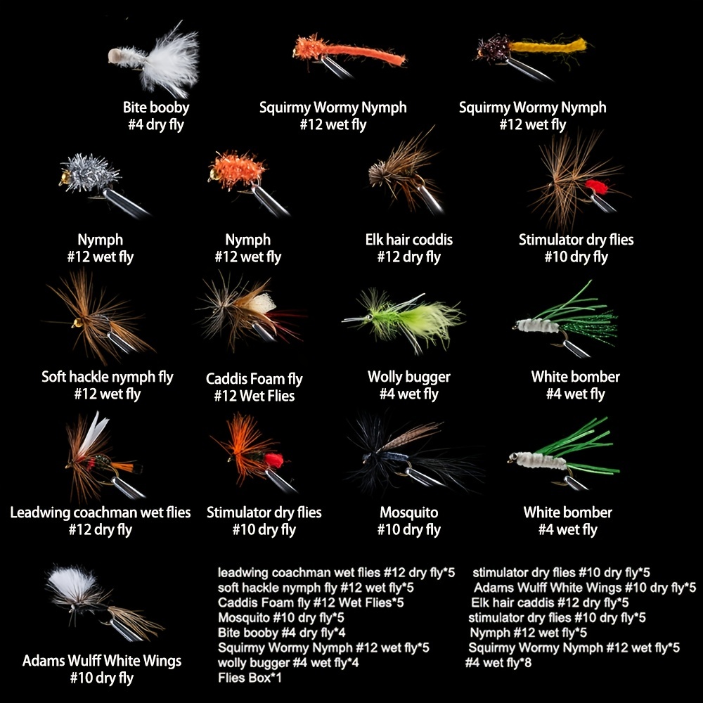 76pcs Fly Fishing Flies Kit Includes Dry Flies Wet Flies Streamers