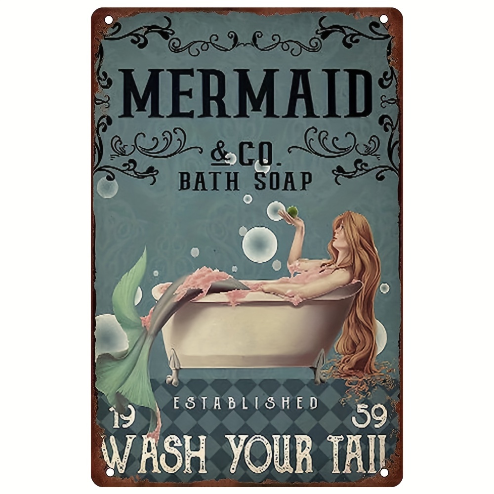 Vintage Mermaid Tin Sign Add A Touch Magic Home Decor Unique - Temu