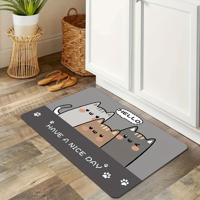 1 Alfombrilla Cocina Prueba Aceite Lindo Gato Lavable - Temu