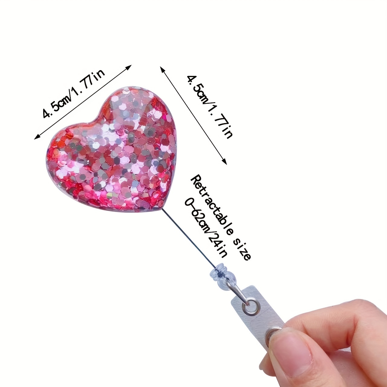 Retractable Id Badge Reels Glittery Shiny Design Key Ring - Temu