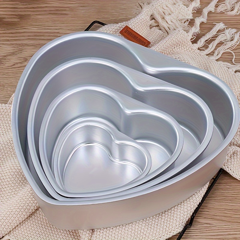 Aluminium Set of 3 Heart Round Square Shape Cake Moulds for Microwave Oven  Cake Tins, Pan,