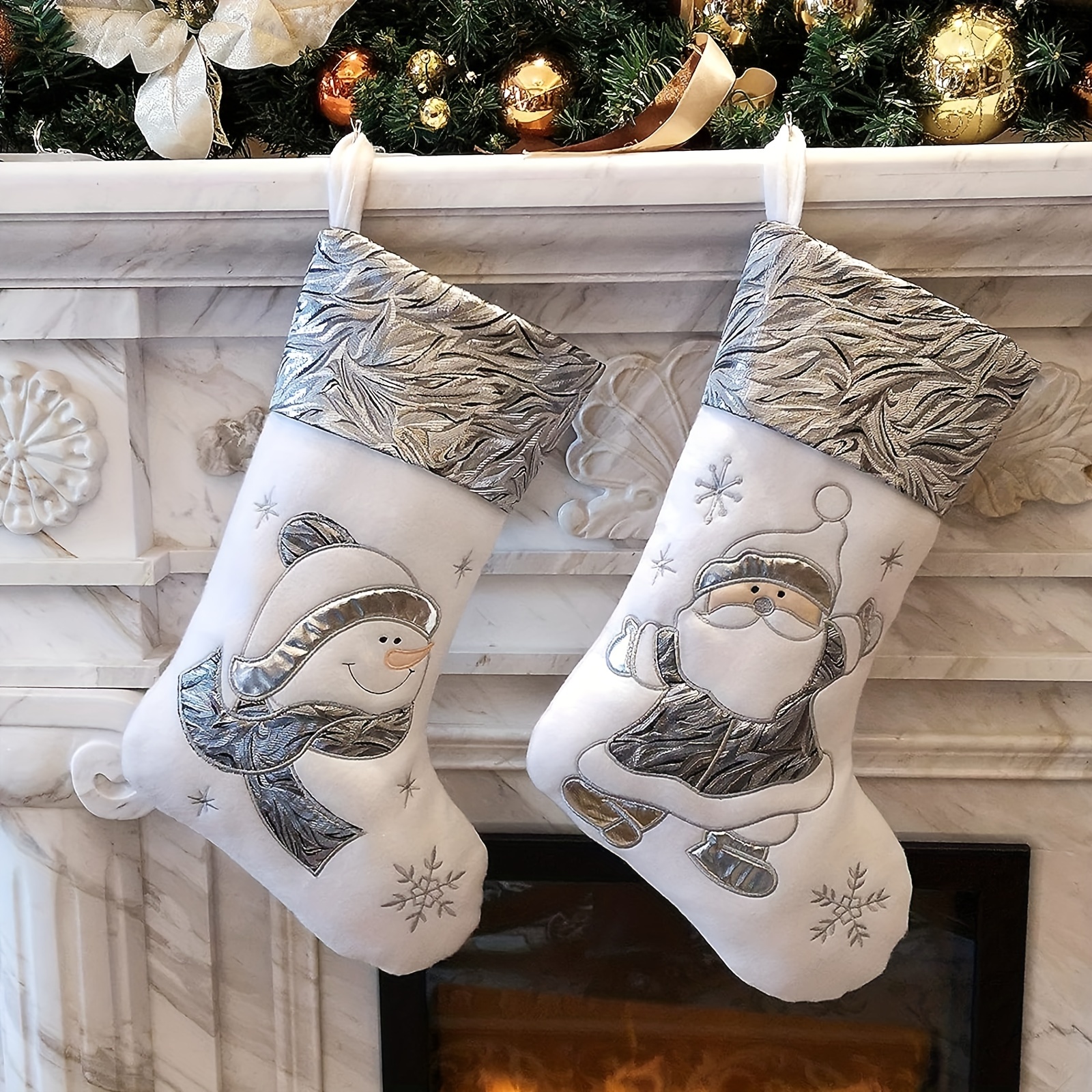 Christmas Stocking Holders Mantle Resin Snowman Stocking - Temu Canada