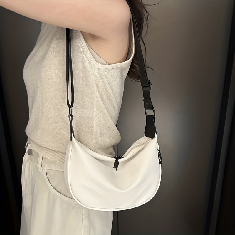 Korean Simple Shoulder Bags Half Moon Tote Bags for Women Hobo Bag With Big  Eye Plush Ball Handbag Satchel Female Shopping Bags