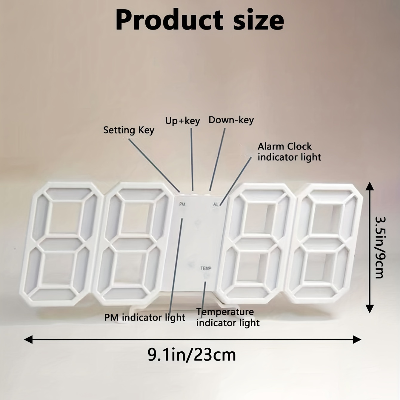 1pc 3D Digital Clock - LED Electronic Hanging Clock with Mute Stereo ...