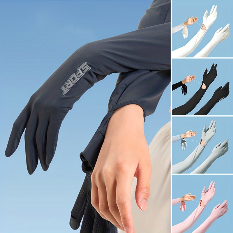 Plaid Sunscreen Gloves Ice Viscose Uv Protection Sleeves Long Arm