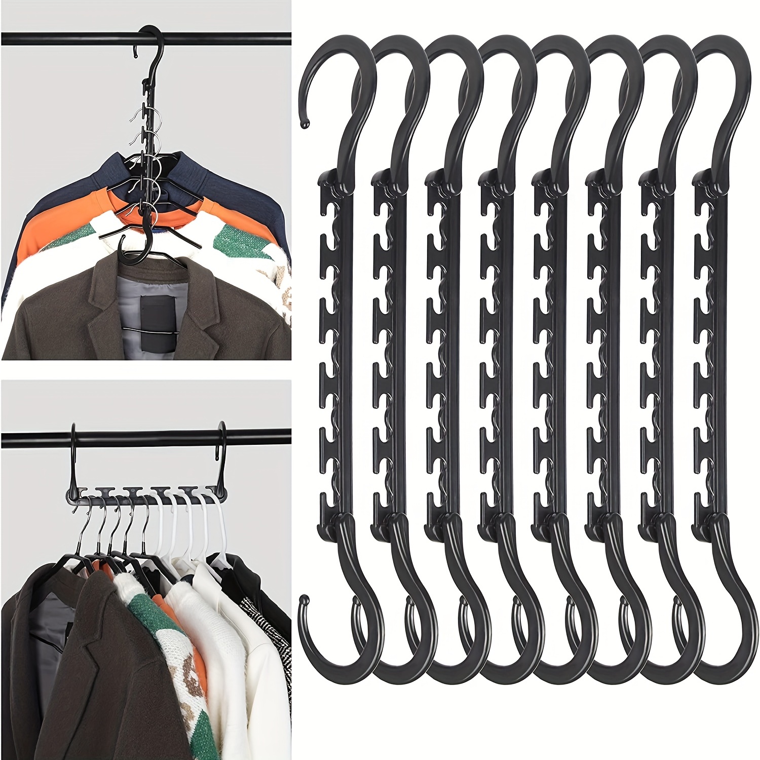 HOUSE DAY Black Plastic Hangers 10 Pack, Heavy Duty Clothes Hanger Plastic,  Durable Plastic Shirt Hangers Coat Hangers For Closet, Adult Hangers For