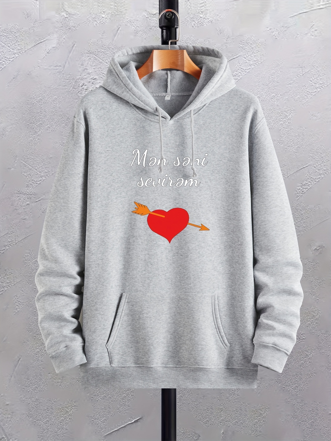 Plus Heart Print Thermal Lined Sweatshirt