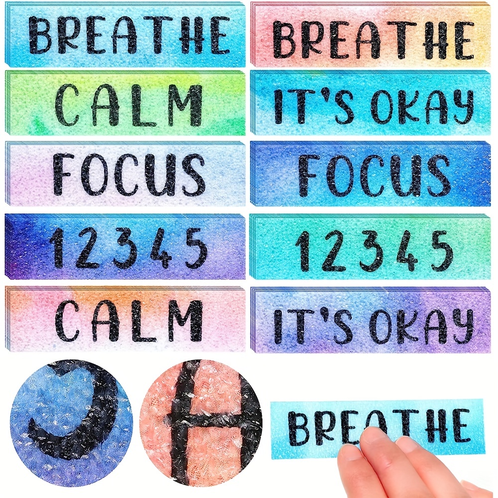 16 PCS Calm Stickers for Anxiety Sensory, Stress Anxiety Relief Items Bohe  Rainbow Style Tactile Rough Textured Calming Stickers Adhesives for Water