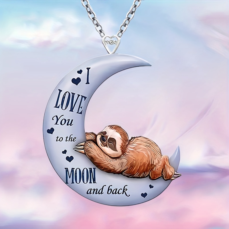 1pc Cute Cartoon Koala Hugging The Moon Creative Pendant Necklace, Boho  Style Perfect Holiday Gift For Teenagers