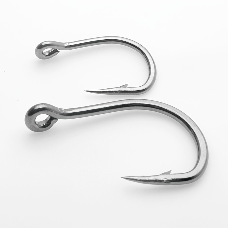 10827 2/0-10/0 Stainless Steel Twin Hooks with Line and Solid Ring