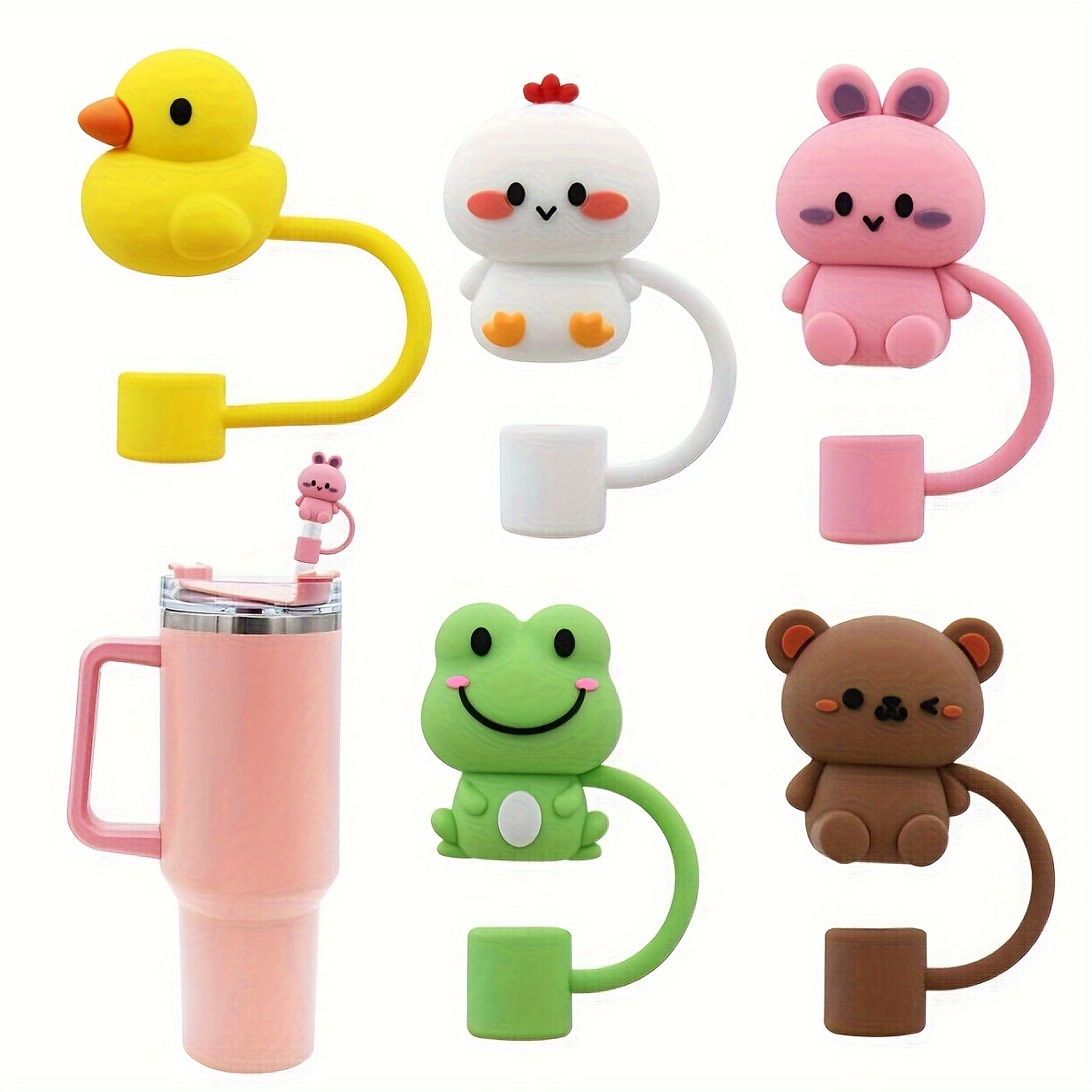 Straw Covers Monkle Stanley Straw Topper Silicone Reusable - Temu